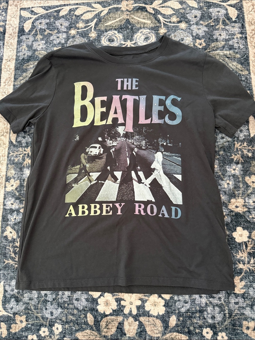 Hybrid Apparel The Beatles Black Tee with White Apple Logo